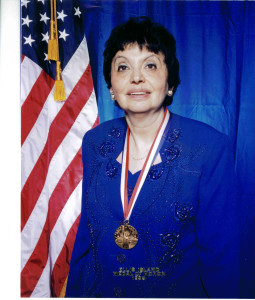 Inge wearing Ellis Island Medal of Honor