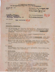 Inge's order for transport to Terezin